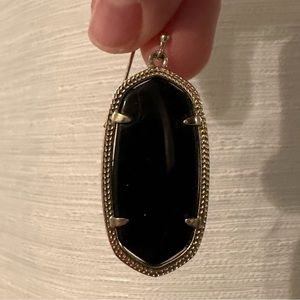 Elle Gold Drop Earrings in Black Opaque Glass